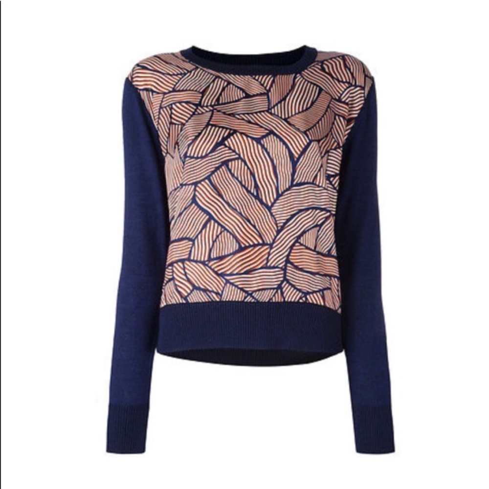 New $300 Dvf Orla Wool Silk Print Orla Sweater S